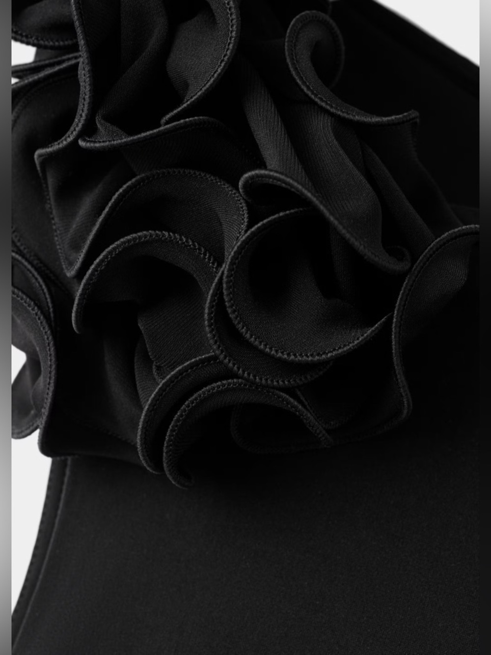 Mango Black One-Shoulder Maxi Dress with Floral Detail - Picture 4 of 16